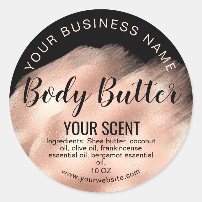body butter gold blush pink product label (Front)