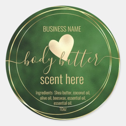 body butter gold emerald modern product label