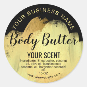 body butter gold foil product label
