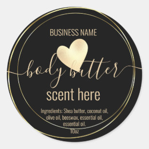 body butter gold modern product label
