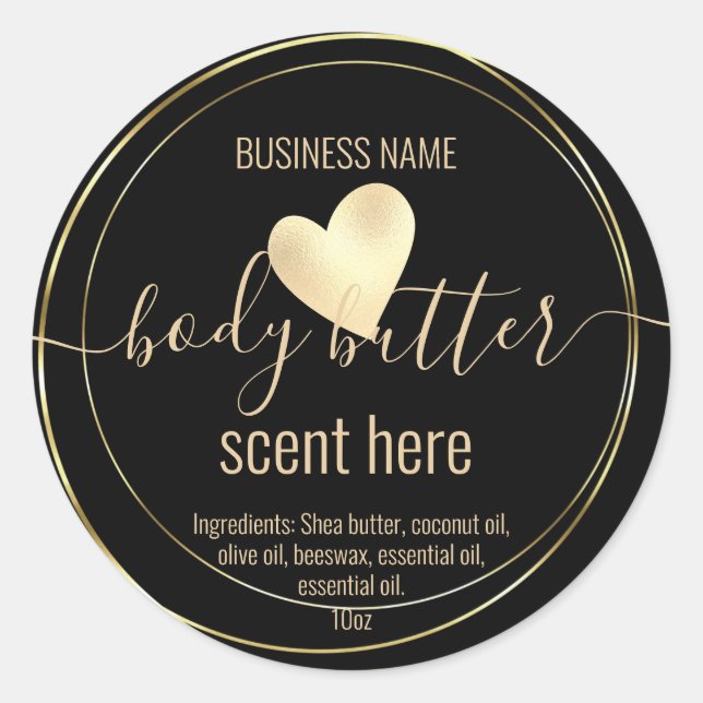 body butter gold modern product label (Front)