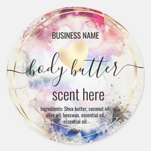 body butter gold modern product label