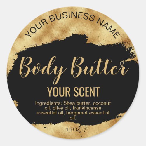 body butter gold  product label