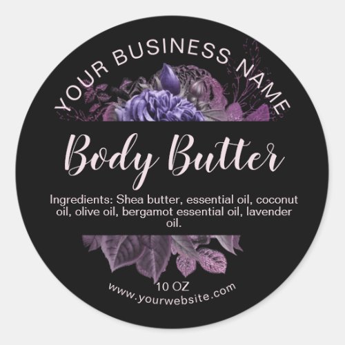 body butter gold vintage flower product label