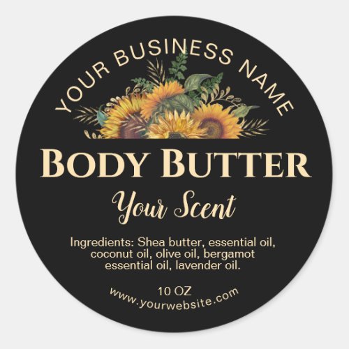 body butter gold vintage sunflower product label