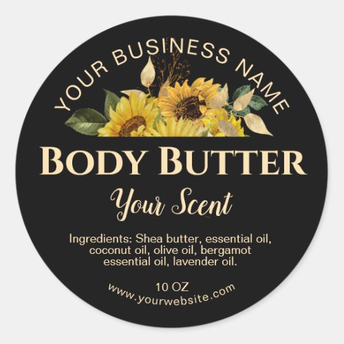 body butter gold vintage sunflower product label