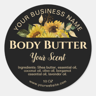 body butter gold vintage sunflower product label