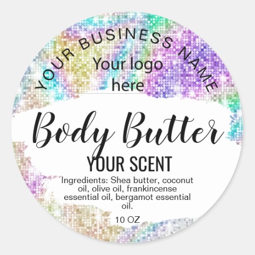body butter HOLOGRAPHIC add your logo Classic Roun Classic Round Sticker