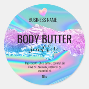 body butter iridescent holograph product label