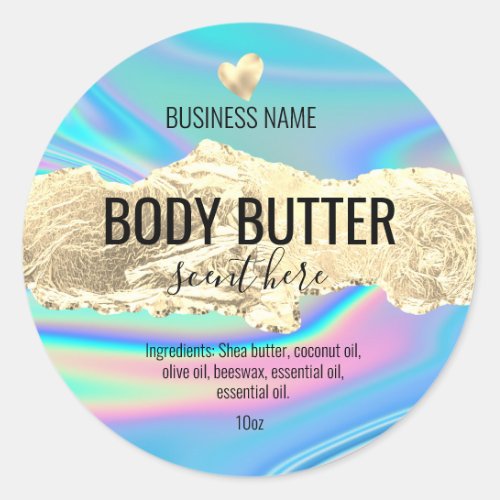 body butter iridescent holograph product label