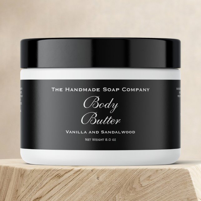 Body Butter Jar Label - Black with White Text (Creator Uploaded)