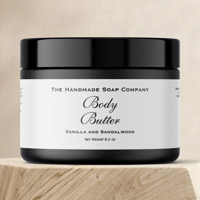 Body Butter Jar Label - White with Black Text (Creator Uploaded)