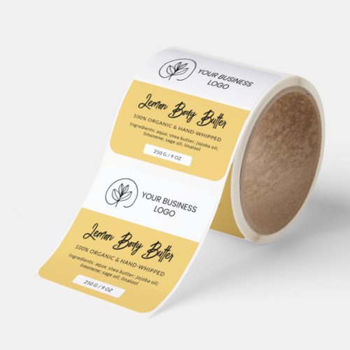 Body butter label in yellow with your logo