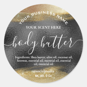 Body Butter Labels Black With Gold Ink