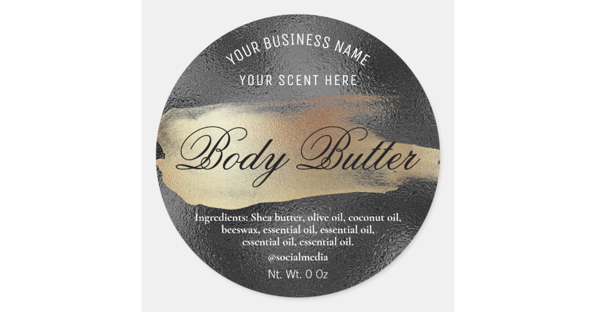 Body Butter Labels Black With Gold Ink | Zazzle