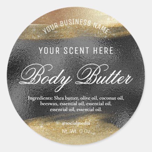 Body Butter Labels Black With Gold Ink