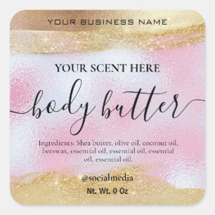 Body Butter Labels In Gold And Holographic Pink