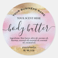 Body Butter Labels In Gold And Holographic Pink