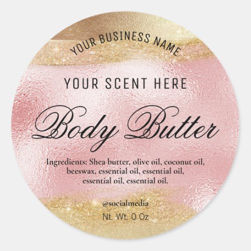 Body Butter Labels Pink With Gold Ink