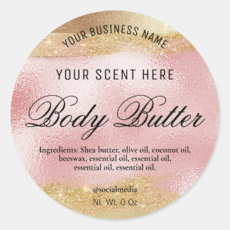 Body Butter Labels Pink With Gold Ink