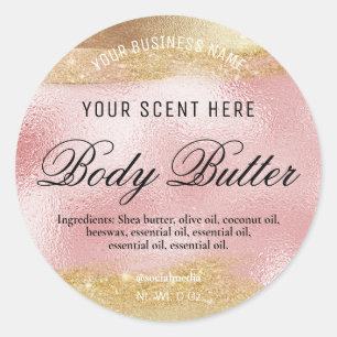 Body Butter Labels Pink With Gold Ink