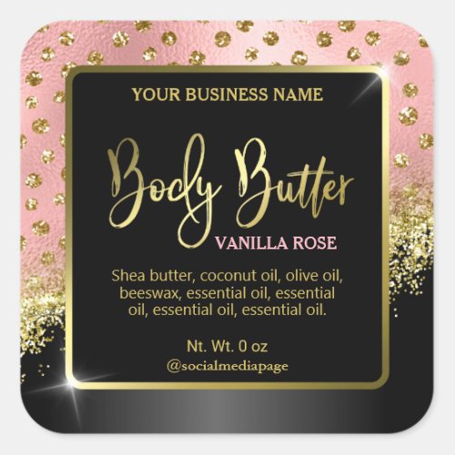 Body Butter Labels With Pink Gold Confetti Dots