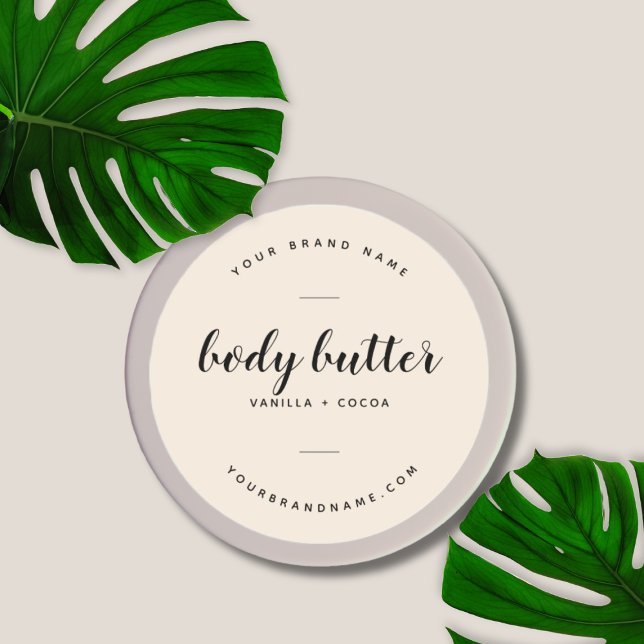 Body butter modern beige product  classic round sticker (Creator Uploaded)