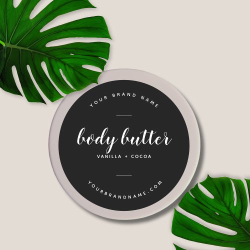 Body butter modern black product classic round sticker