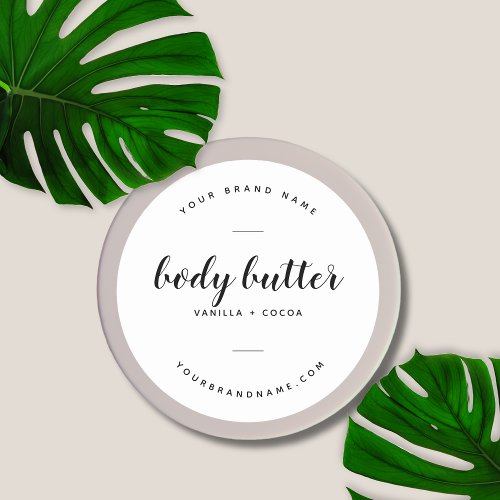 Body butter modern white product  classic round sticker