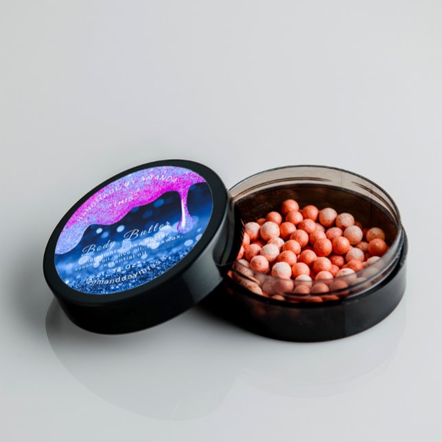 Body Butter Packaging  Blue Drips Cosmetics Scrub Classic Round Sticker (Body Butter Packaging Blue Drips Cosmetics Scrub Classic Round Sticker)