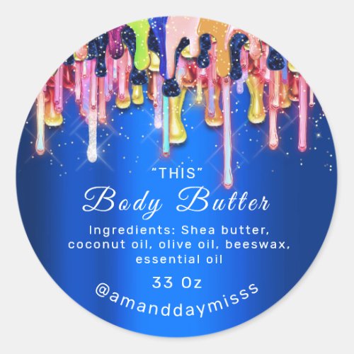 Body Butter Packaging Online Beauty Drip Royal Blu Classic Round Sticker
