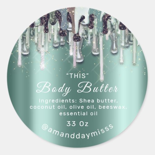 Body Butter Packaging Online Beauty Drips Greenery Classic Round Sticker