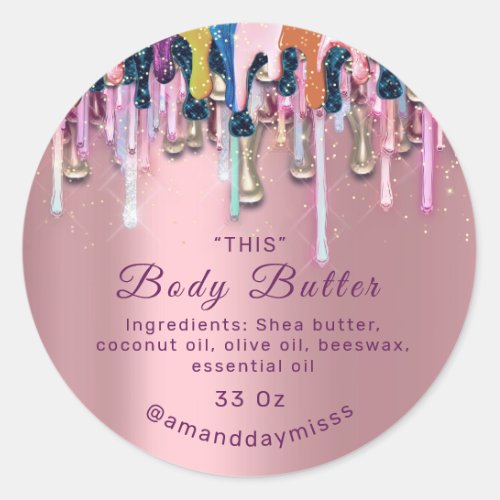 Body Butter Packaging Online Beauty Drips Pastel Classic Round Sticker