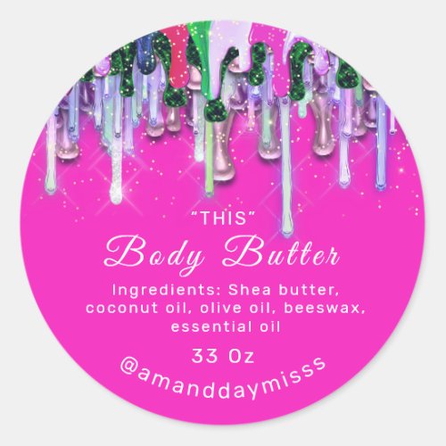 Body Butter Packaging Online Beauty Drips Pinky  Classic Round Sticker