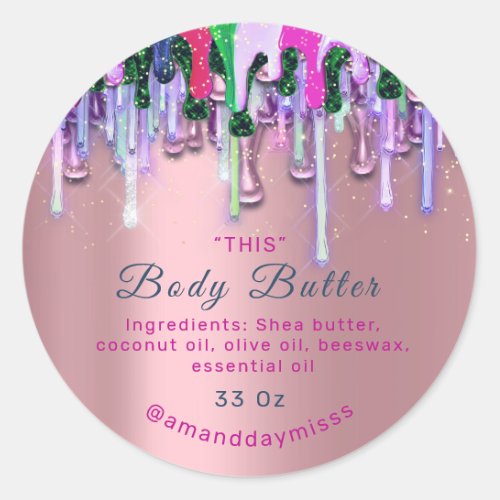Body Butter Packaging Online Beauty Drips Rose Classic Round Sticker