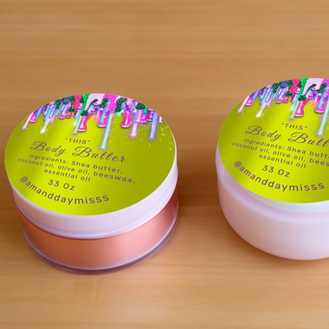 Body Butter Packaging Online Beauty Green Pink Classic Round Sticker (Body Butter Packaging Online Beauty Green Pink Classic Round Sticker)
