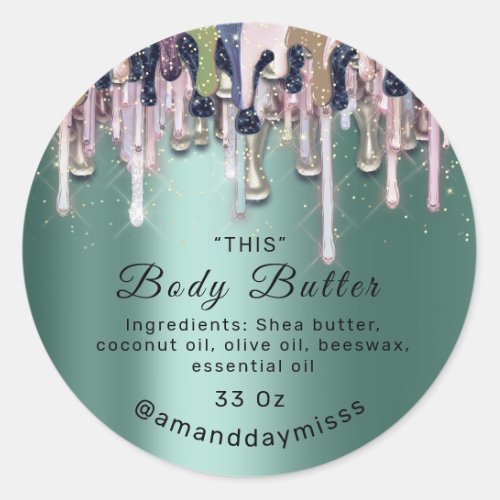 Body Butter Packaging Online Beauty Shop Mint Drip Classic Round Sticker