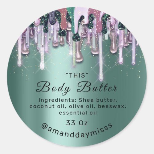 Body Butter Packaging Online Shop Rose Drip Mint  Classic Round Sticker