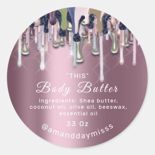 Body Butter Packaging Online Shop Rose Drip Rose Classic Round Sticker