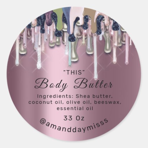 Body Butter Packaging Online Shop Rose Drips Pink  Classic Round Sticker