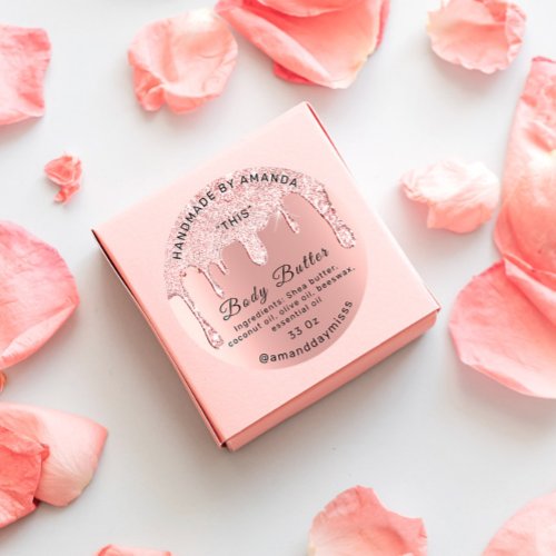 Body Butter Packaging Rose Drips Cosmetics Classic Round Sticker