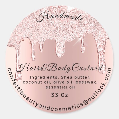 Body Butter Packaging Rose Drips Cosmetics Mail Classic Round Sticker