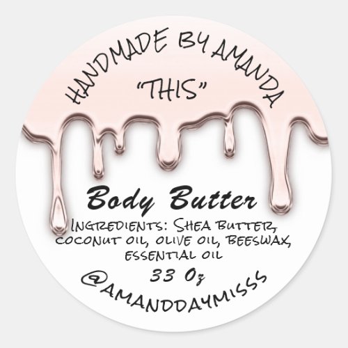 Body Butter Packaging Rose White Product Classic Round Sticker