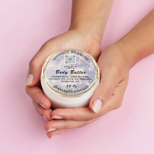 Body Butter Product Packaging Leafs Golden Frame Classic Round Sticker