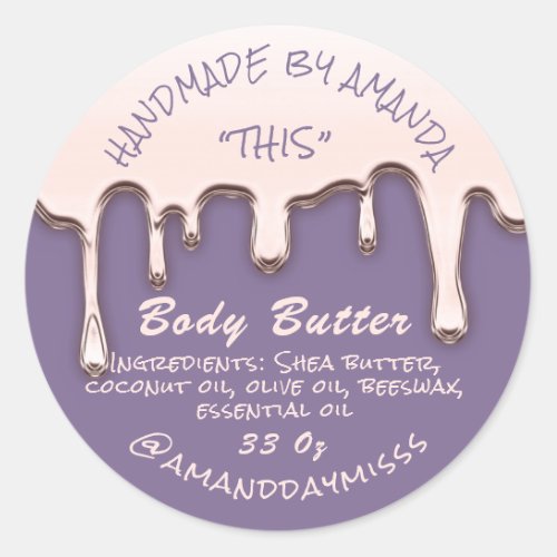 Body Butter Product Packaging Rose Llavender Classic Round Sticker