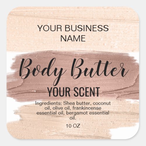 body butter  rose gold drips foil add your logo cl square sticker