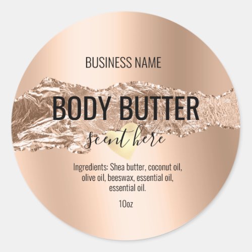 body butter rose gold modern product label