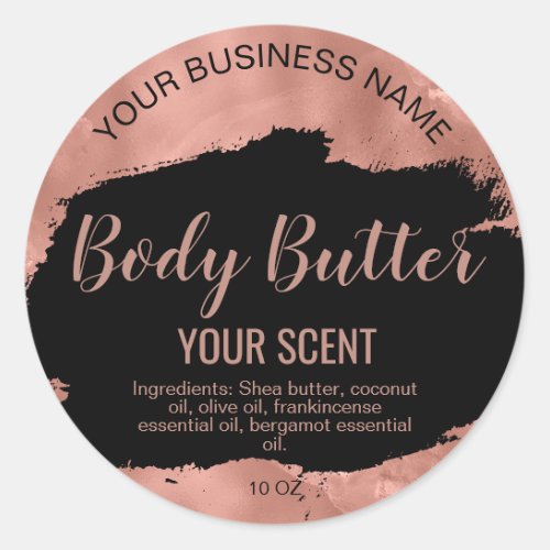 body butter rose gold  product label