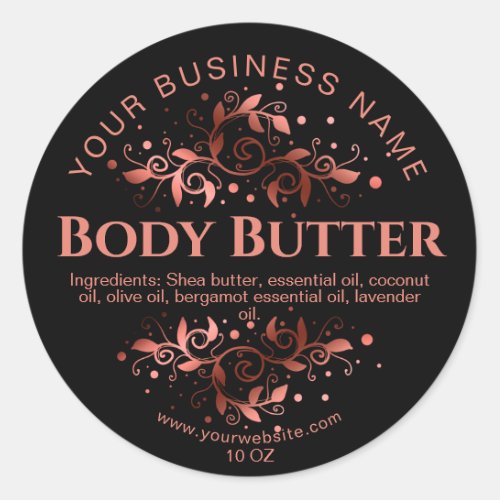 body butter rose gold vintage product label