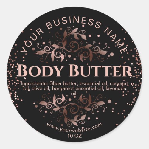 body butter rose gold vintage product label